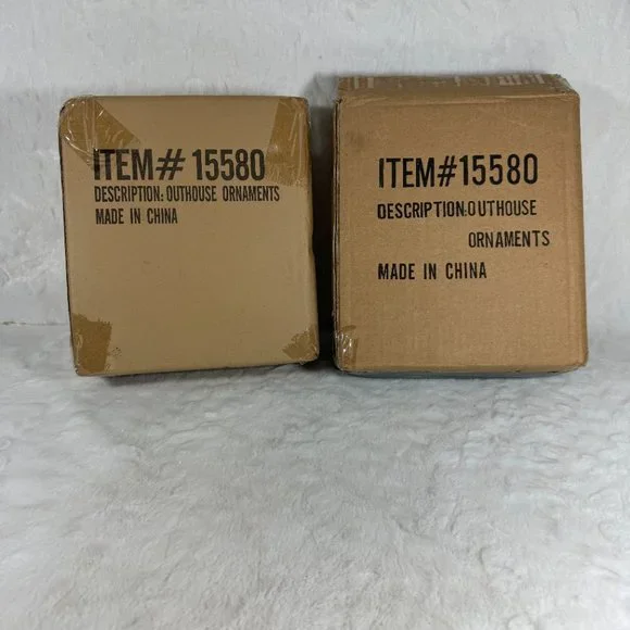 Set of 6 Christmas hanging ornaments Outhouses Resin 3 1/2" tall different style - Picture 12 of 12